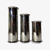 Set of 3 retro tea light candle holders | silver colored mid century candle holders