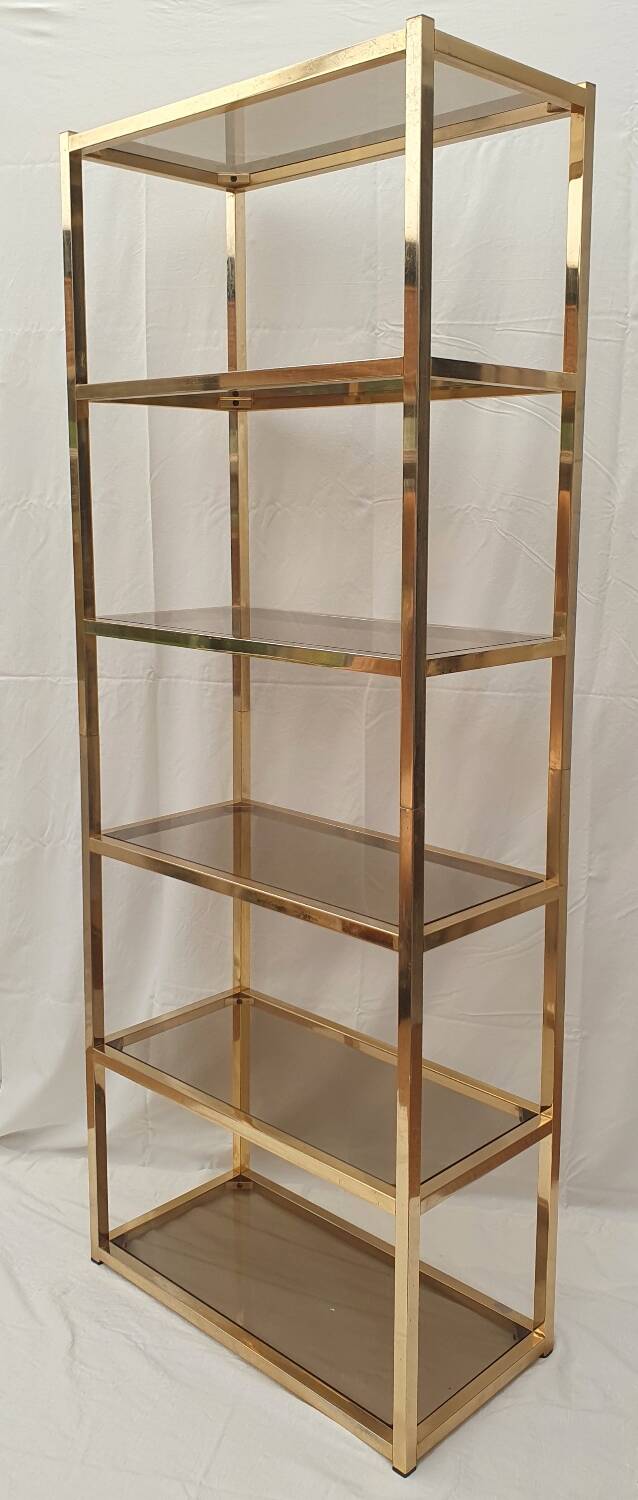 Gold and smoked glass shelf 1970