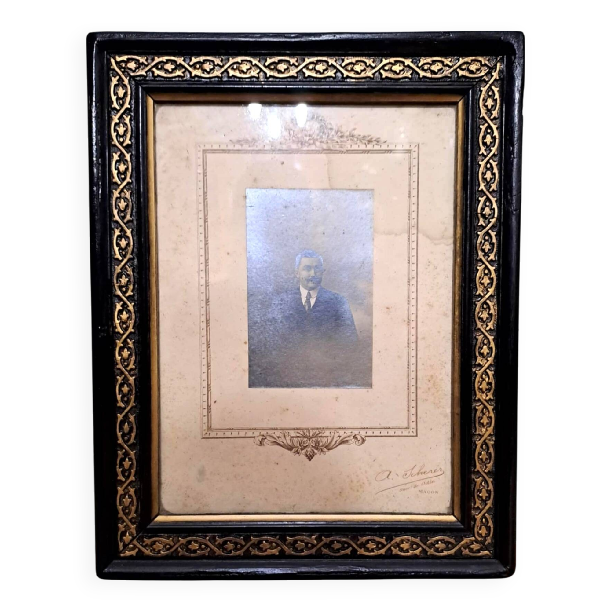 Photo ancienne sur cadre style Napoléon III