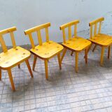 Modern Swedish set of 4 pine dining chairs.