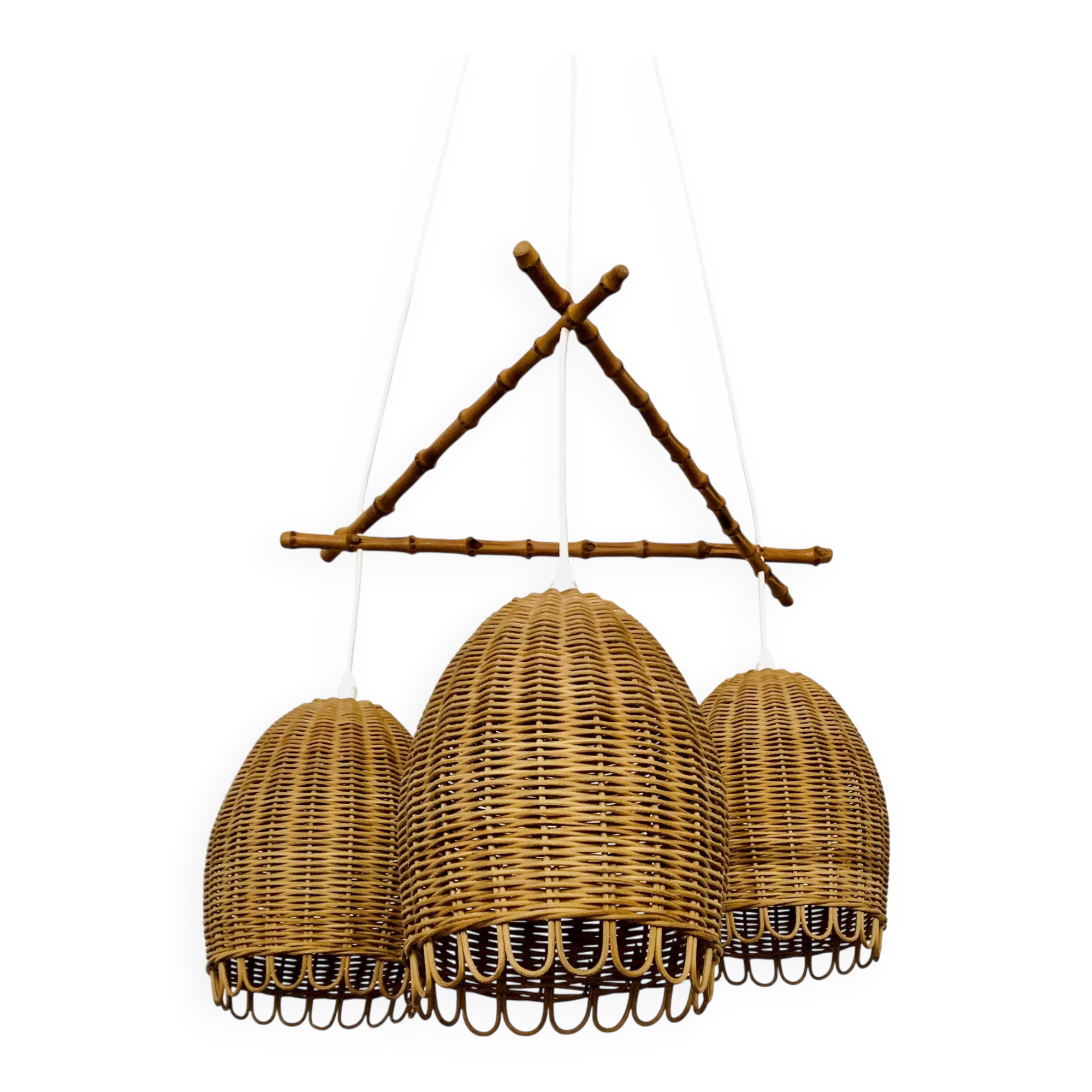 Wicker and Bamboo Cascading Lamp