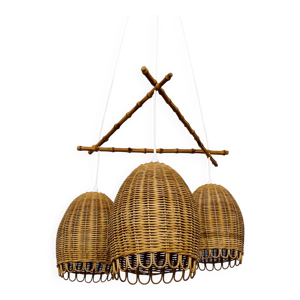 lampe en osier et bambou - cascade