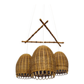 Lampe en osier et bambou en cascade