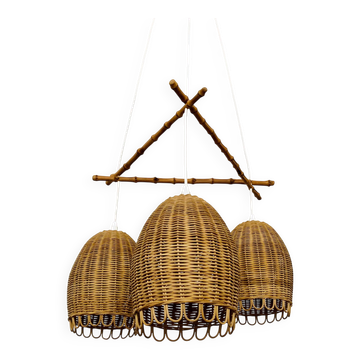 Wicker and Bamboo Cascading Lamp