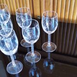 Lot 6 white wine/port glasses cut crystal twisted foot spike crystal from Arques
