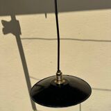 Suspension vintage en tôle émaillée verte et noire déco rétro fermé