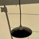 Vintage pendant light in green and black enamelled sheet metal, retro decor, closed