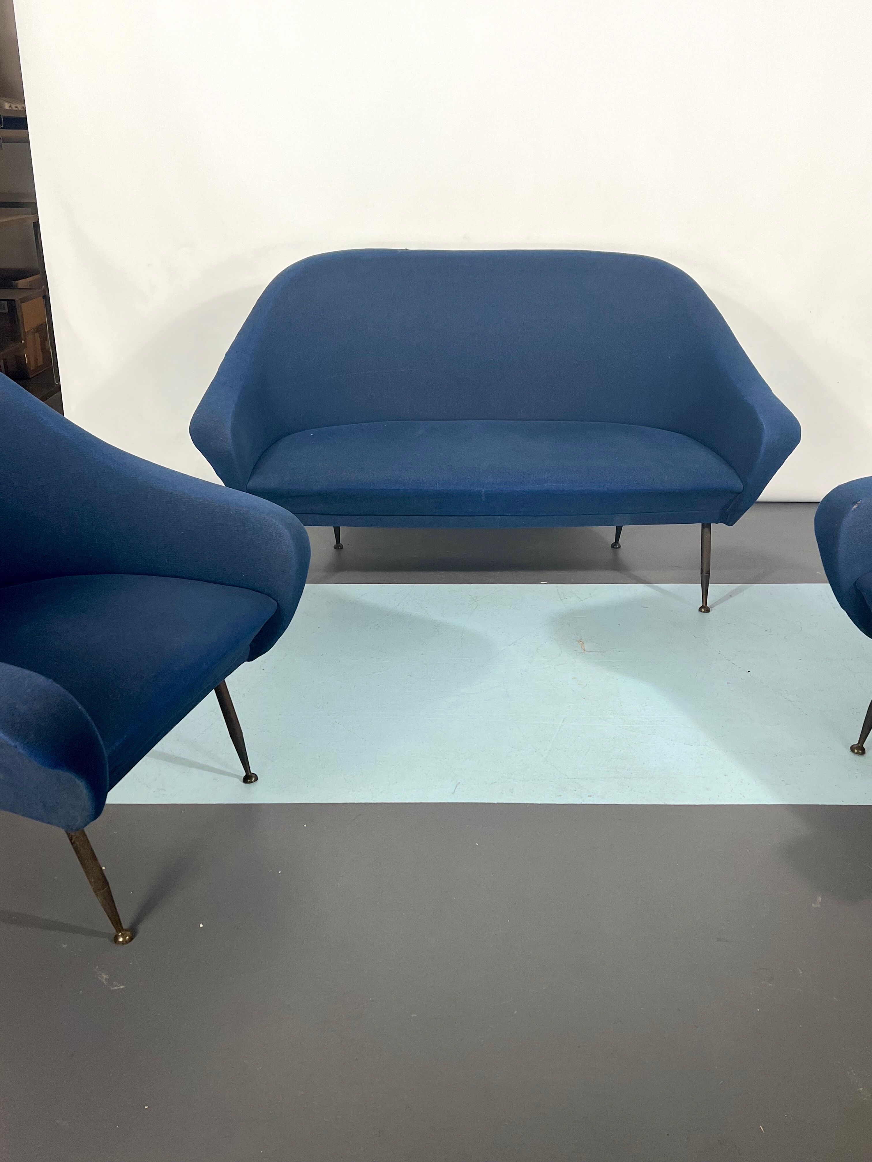 Mid-century modern loveseat and armchairs 50s