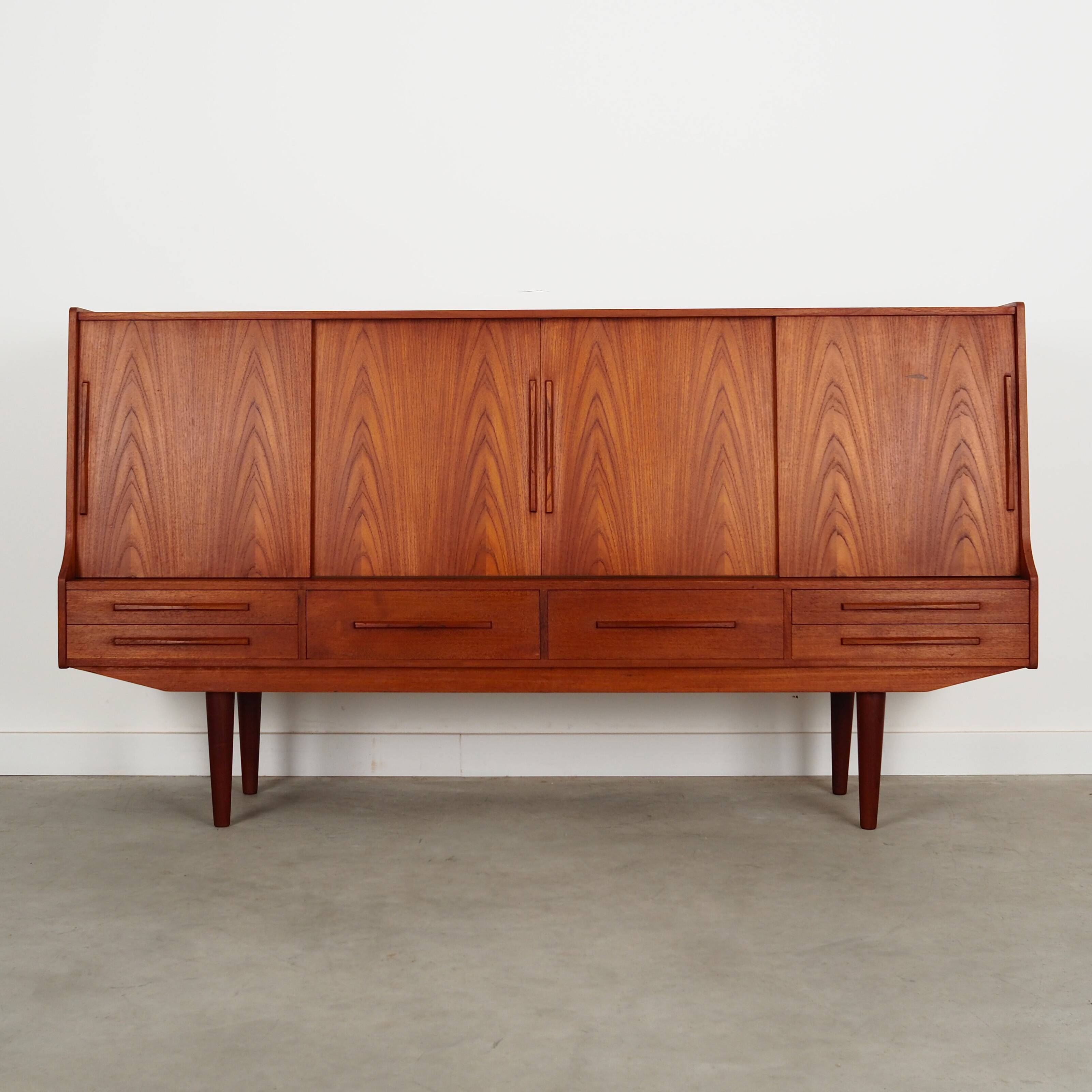 Teak highboard, Danish design, 1960s, production: Denmark