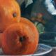 HST painting "Still life with oranges and armagnac" signed H. Lucotte 1913
