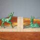 Marble and green patina metal bookends, vintage style bookends, animals, paperweight