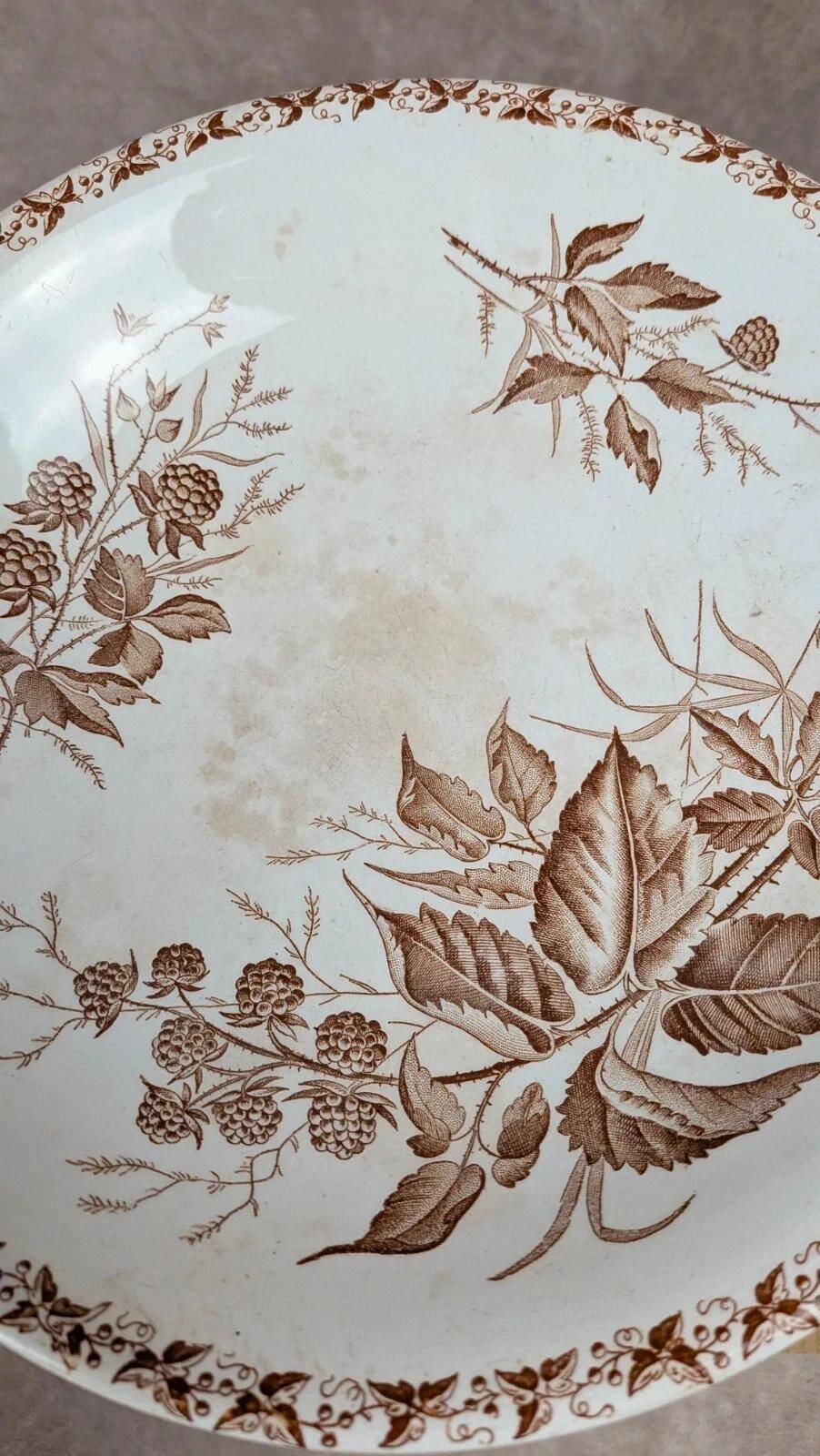 Antique compotier Badonviller model Blackberry in ironstone