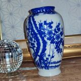 Vase fleurs bleu japan