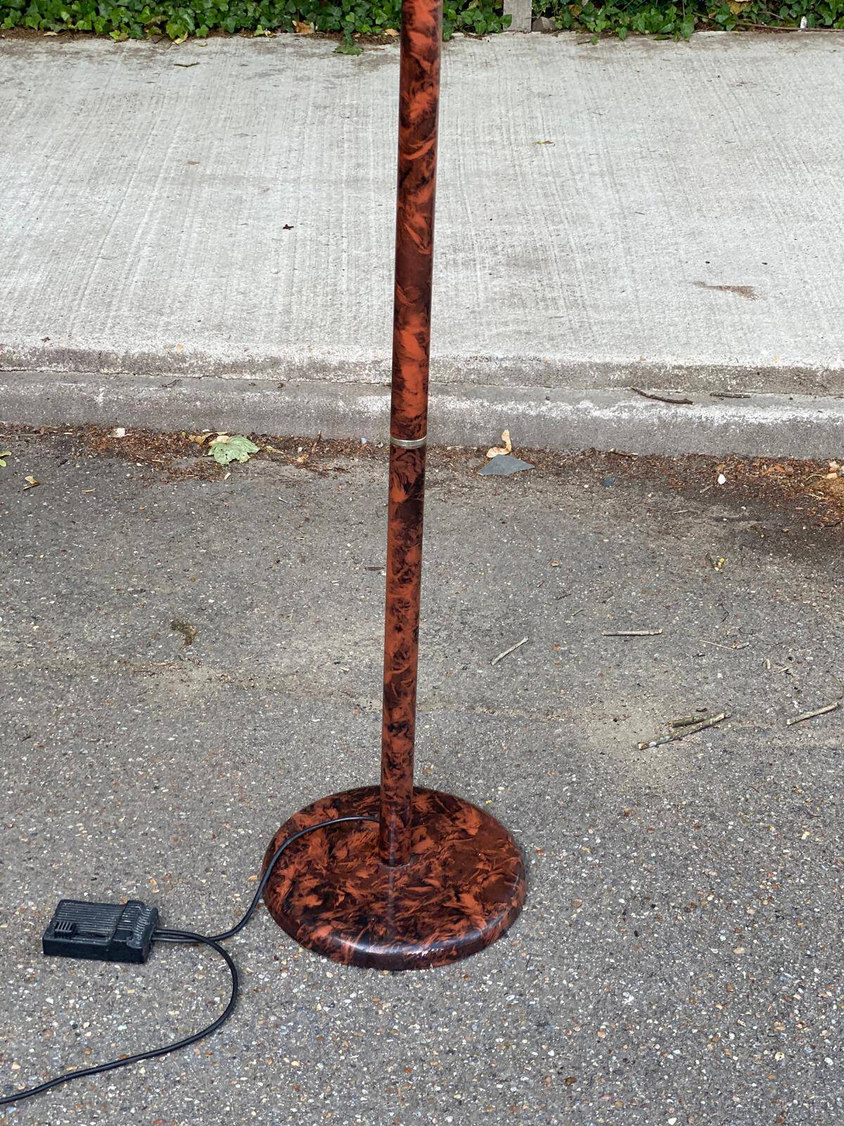 Vintage Italian floor lamp with burgundy marble effect and round dome