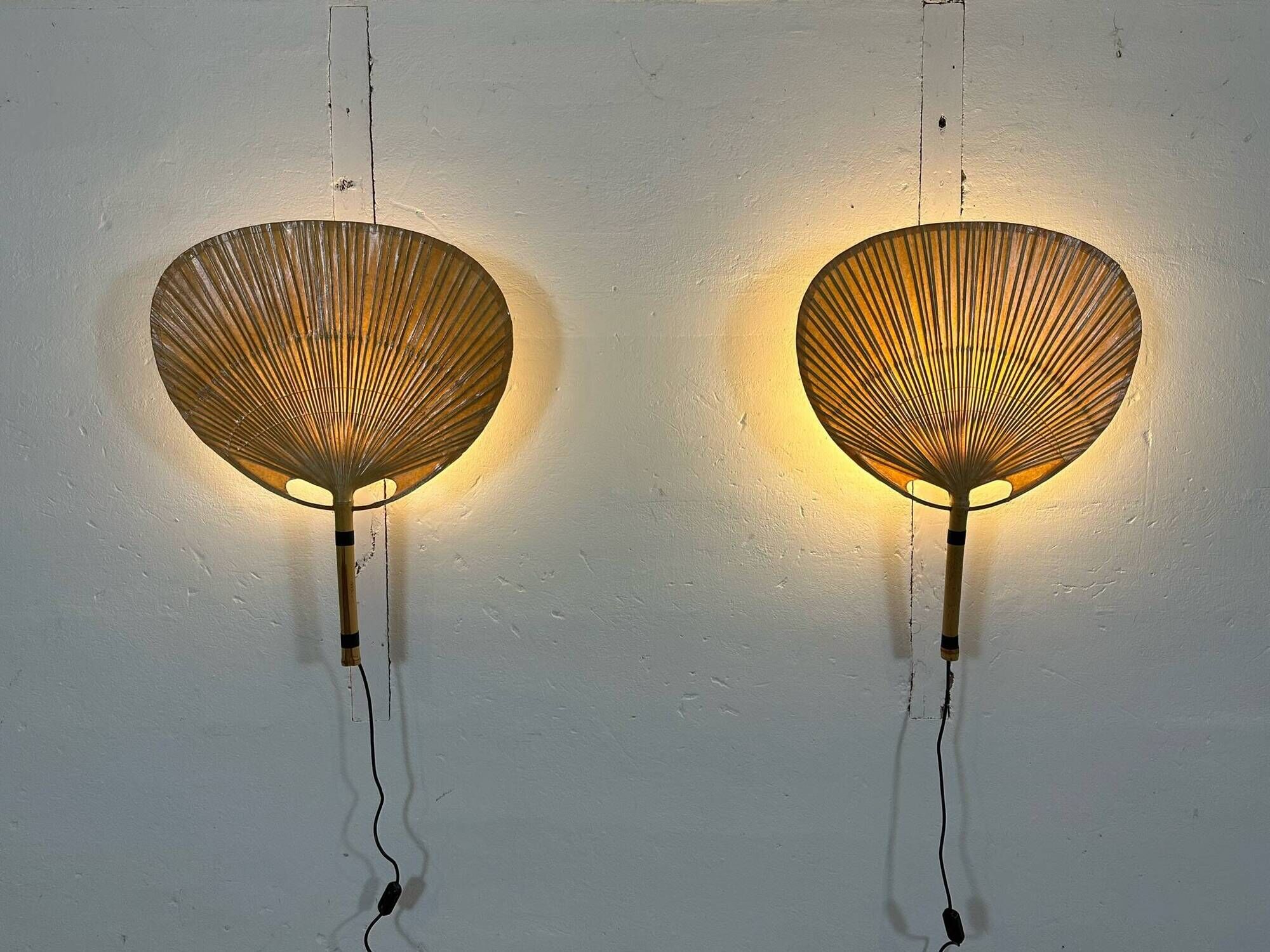 Pair Of Ingo Maurer Uchiwa III Wall Lamps For M-Design, 1973