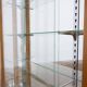 Blonde walnut display cabinet with sliding glass doors – 20th century