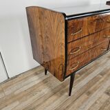1950s six-drawer chest of drawers with glass top