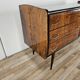 1950s six-drawer chest of drawers with glass top