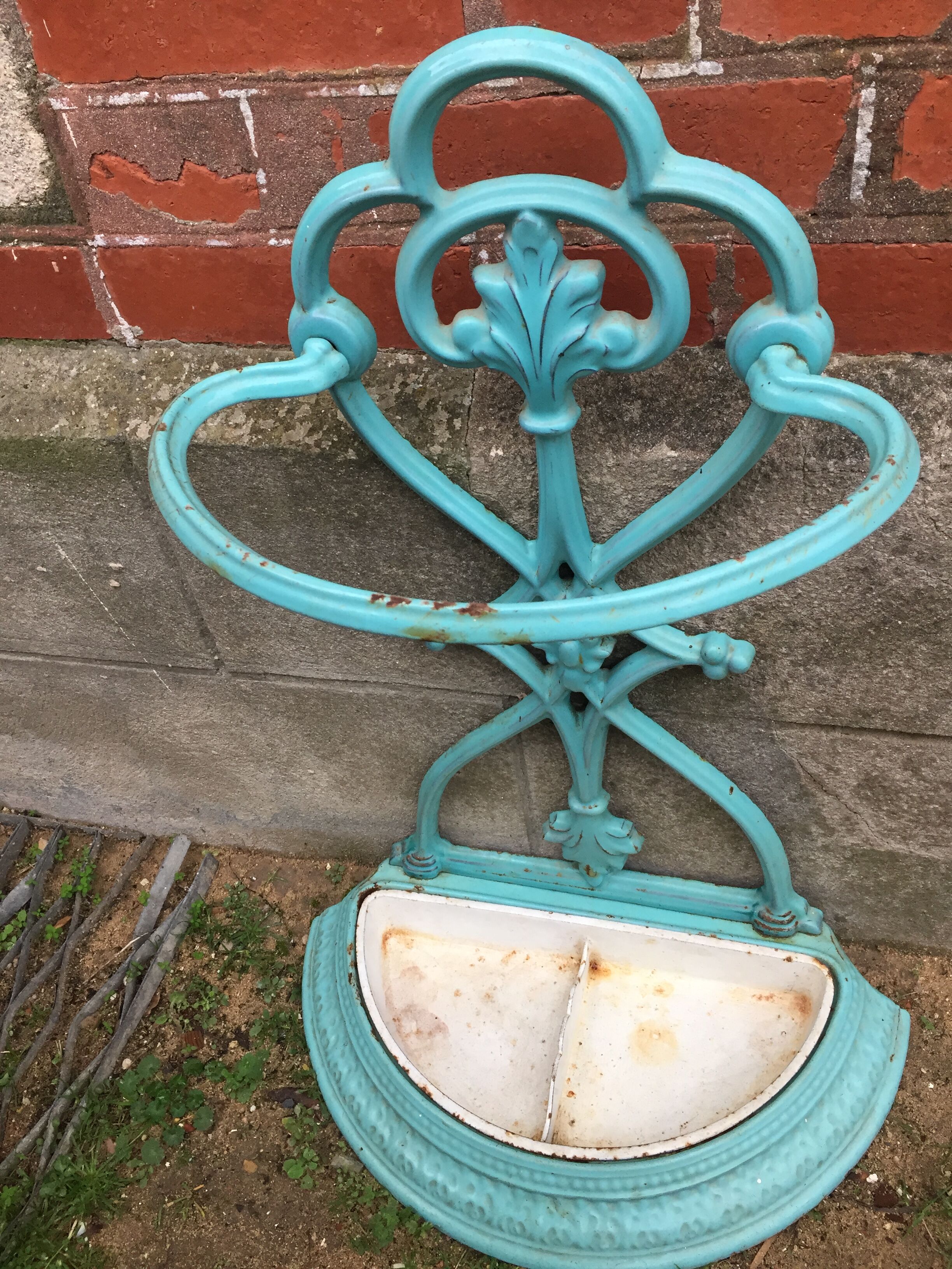 Enameled cast iron umbrella stand circa 1900
