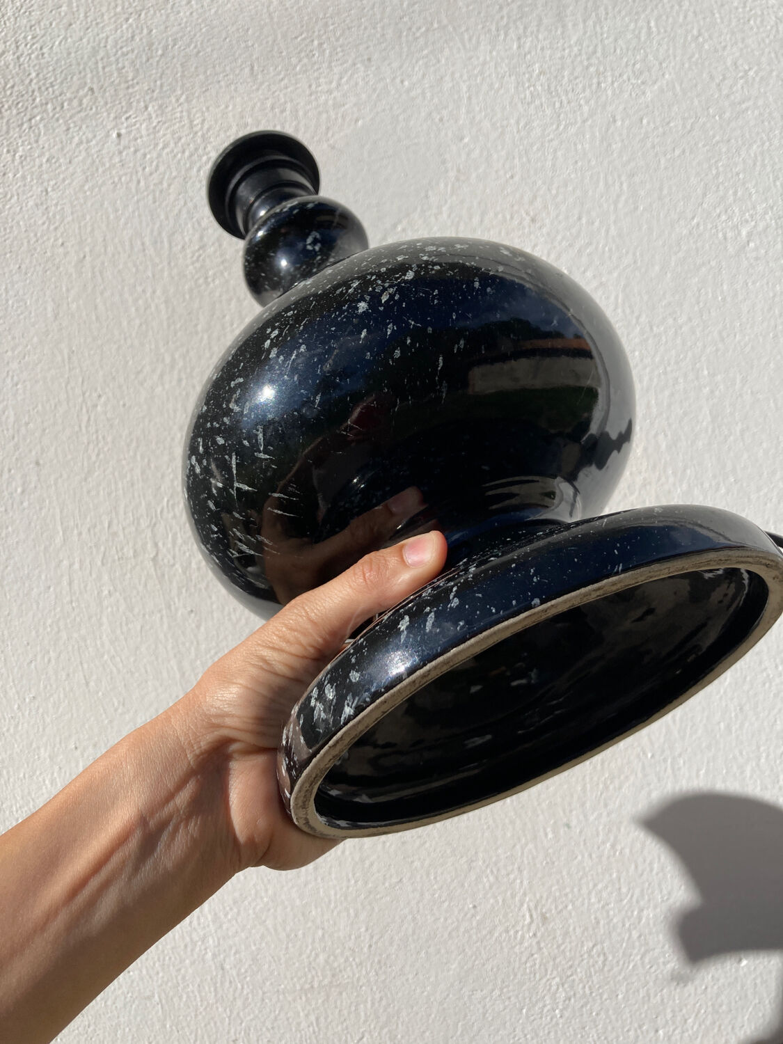 Black Memphis 80 speckled ceramic lamp base