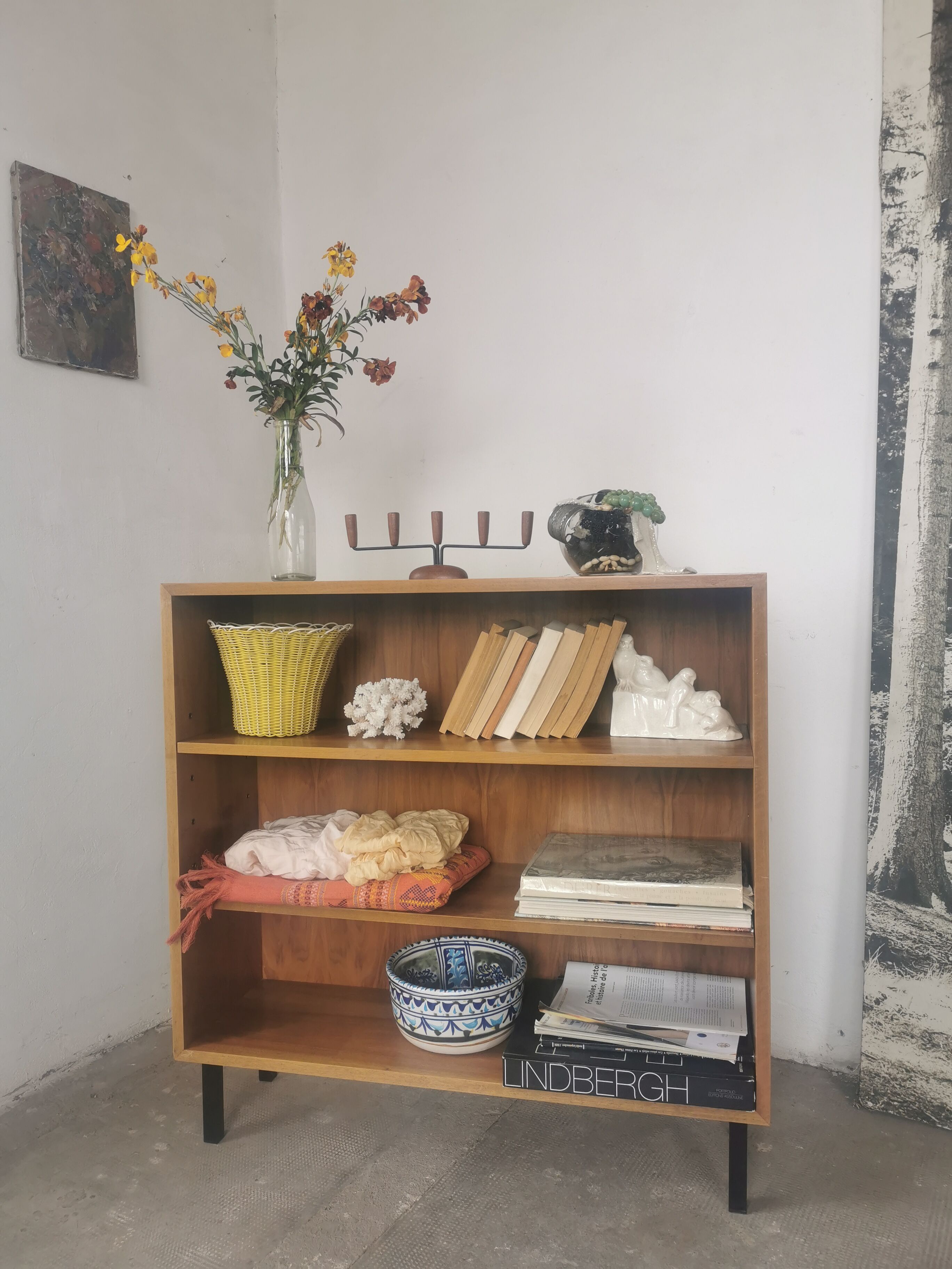 Vintage shelving walnut veneer
