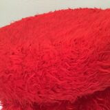 Vintage red fur pouf