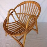 Vintage bamboo children's armchair and cushion
