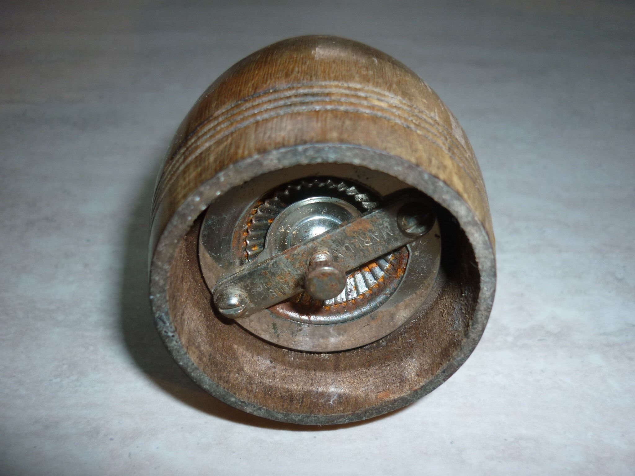 Pepper mill in vintage wooden barrel