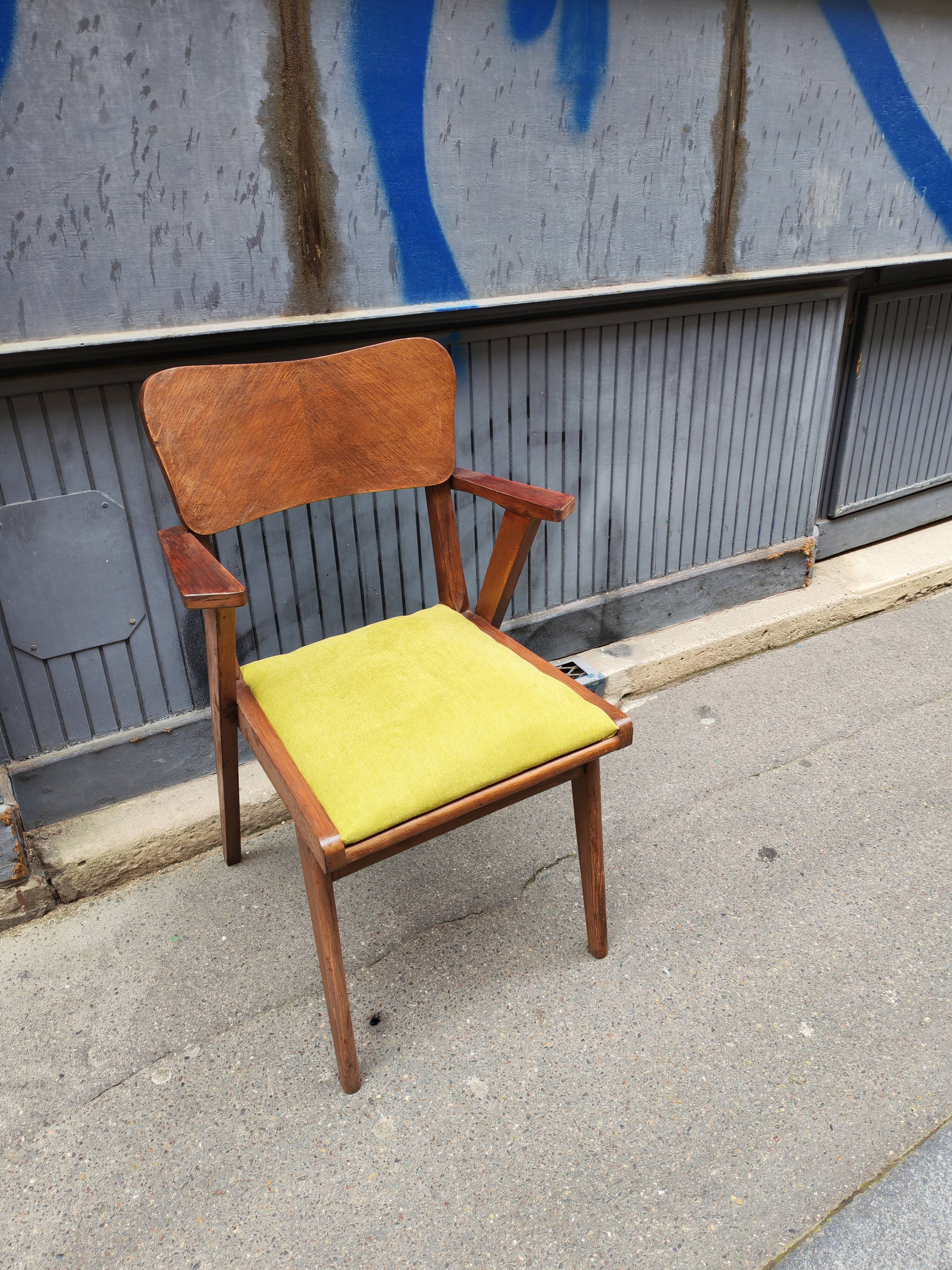 Fauteuil vintage pieds compas
