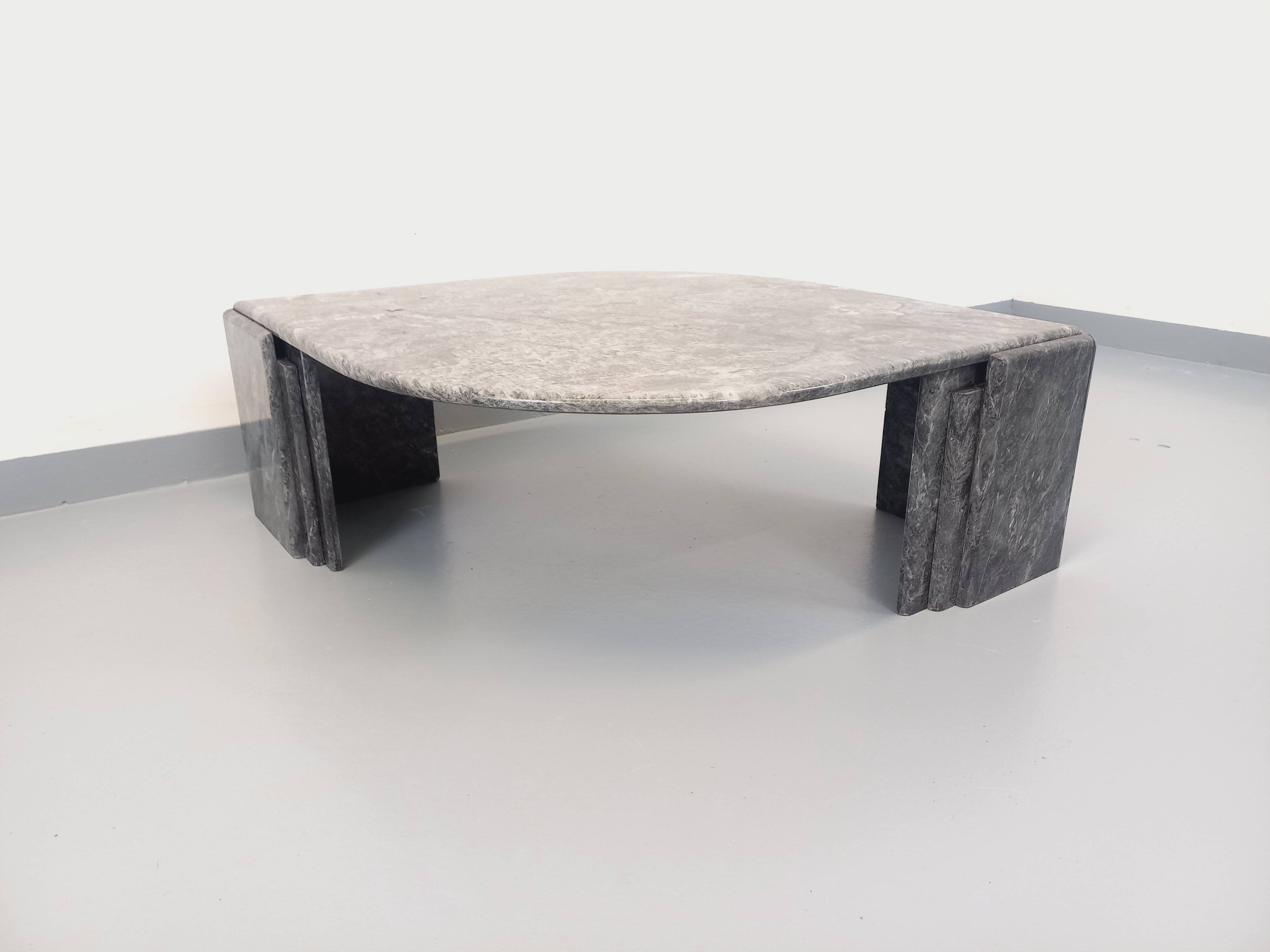 Vintage grey marble coffee table from the 1970s.