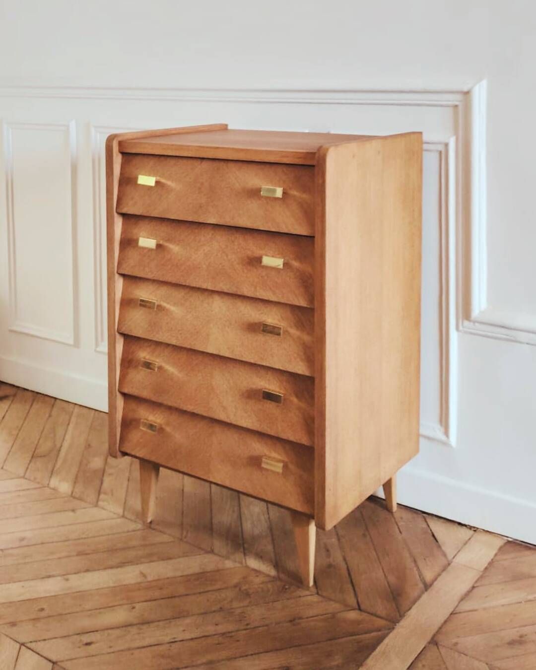 Renovated vintage chest of drawers, Scandinavian style, 1950s-60s.