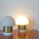 Pair of Mid Century Modern Bedside Lights Mushroom Milk Glass Lamps