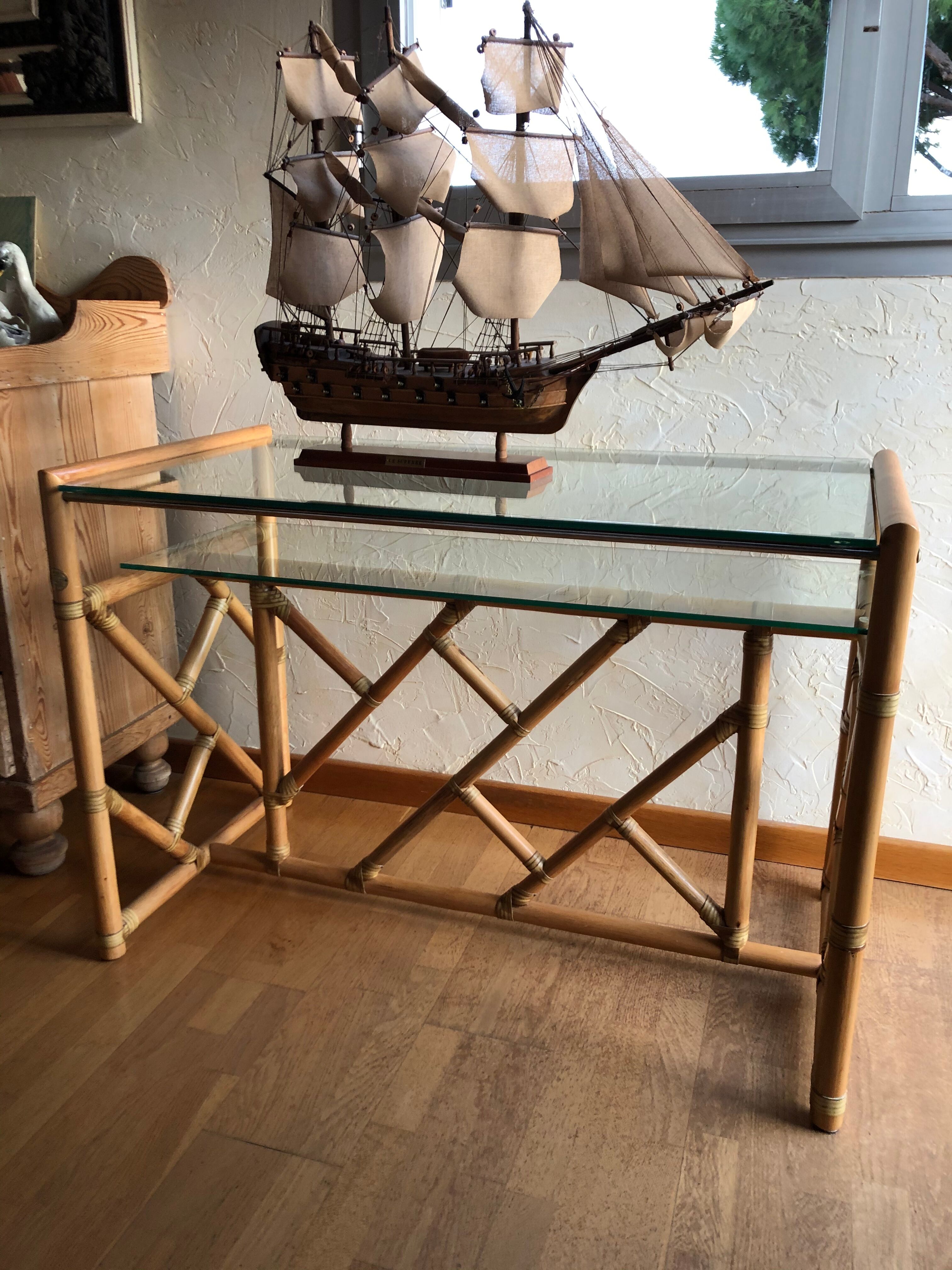 Bamboo and vintage rattan console