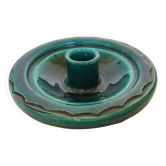 Green ceramic cellar rat candlestick