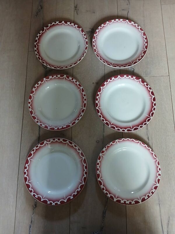 6 assiettes plates anciennes Digoin et Sarreguemines