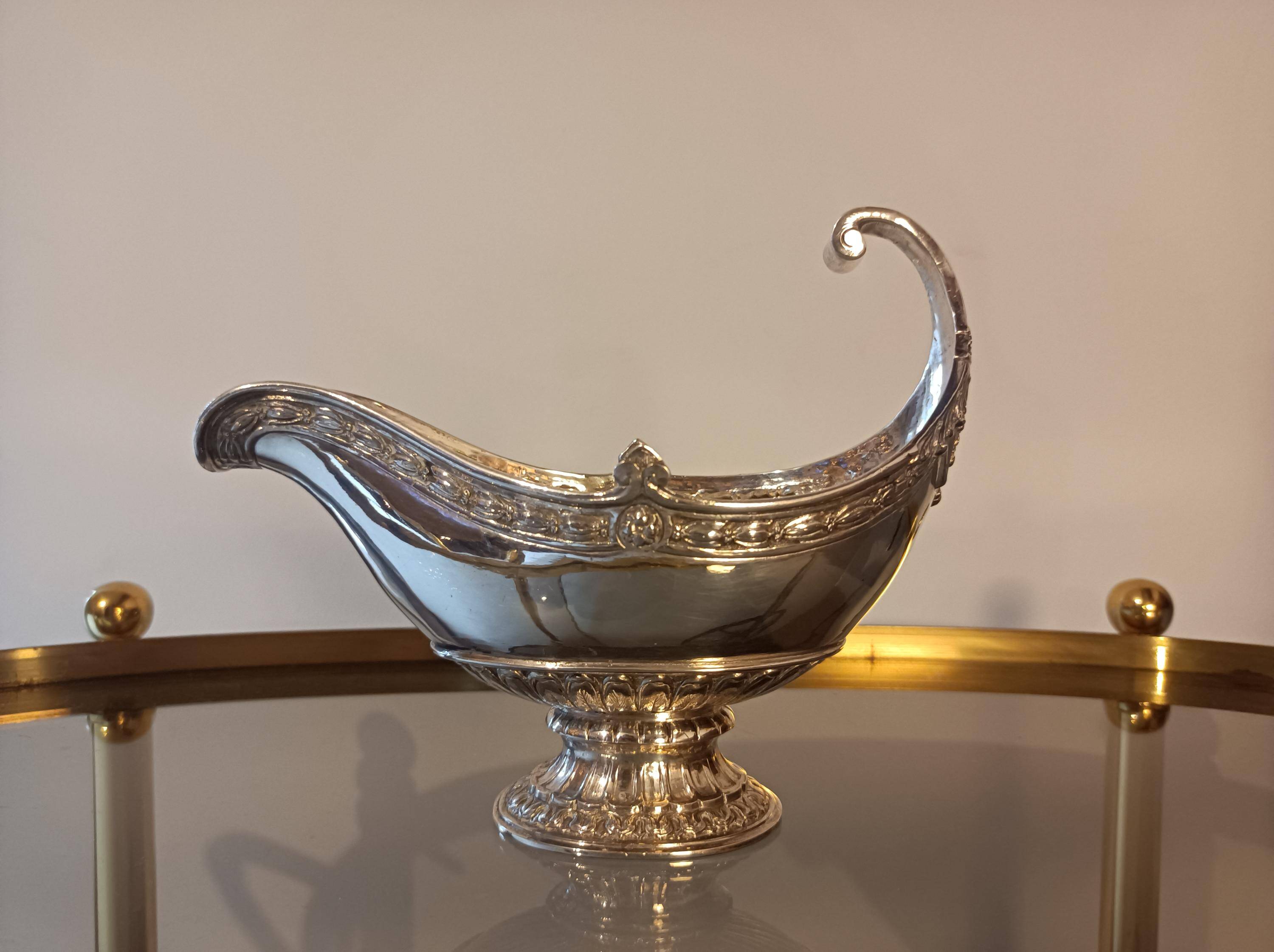 Silver sauceboat 800, Louis XVI style, Hanau around 1900