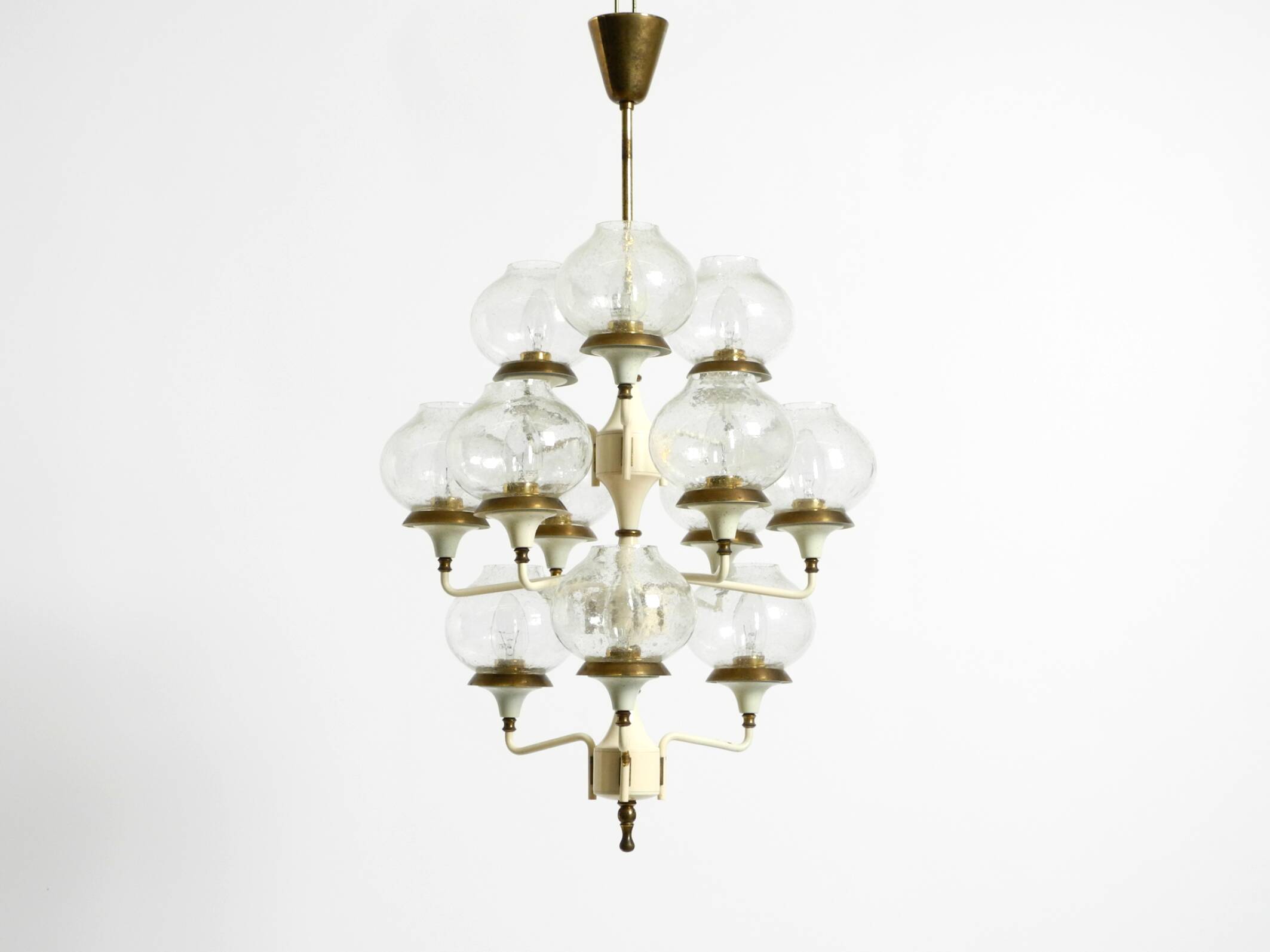 Large 1960s brass and glass tulip ceiling lamp by Hans Agne Jakobsson