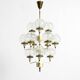Large 1960s brass and glass tulip ceiling lamp by Hans Agne Jakobsson