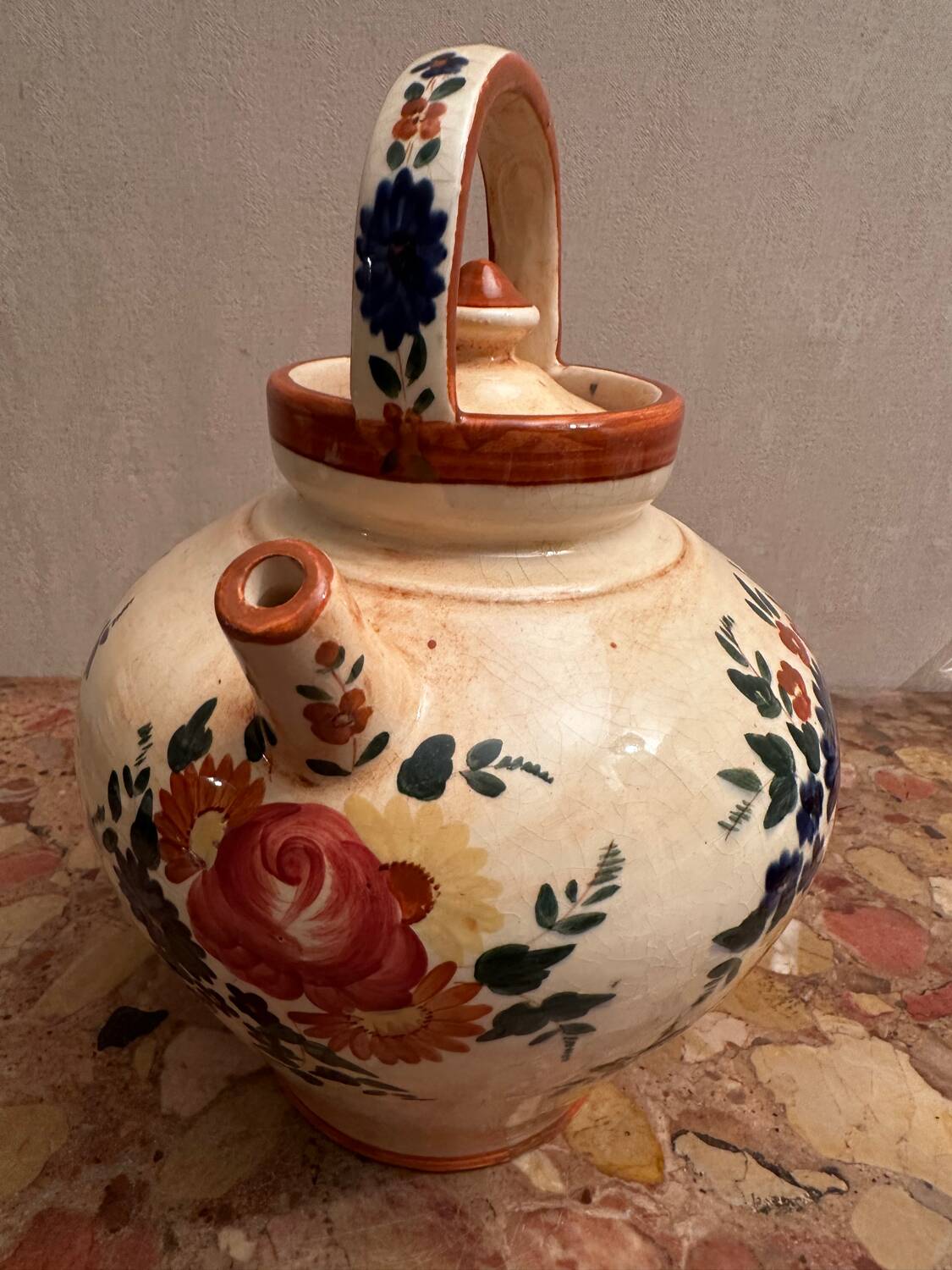 Gargoulette / Jug signed Longchamp - Hand-painted ceramic - Vintage