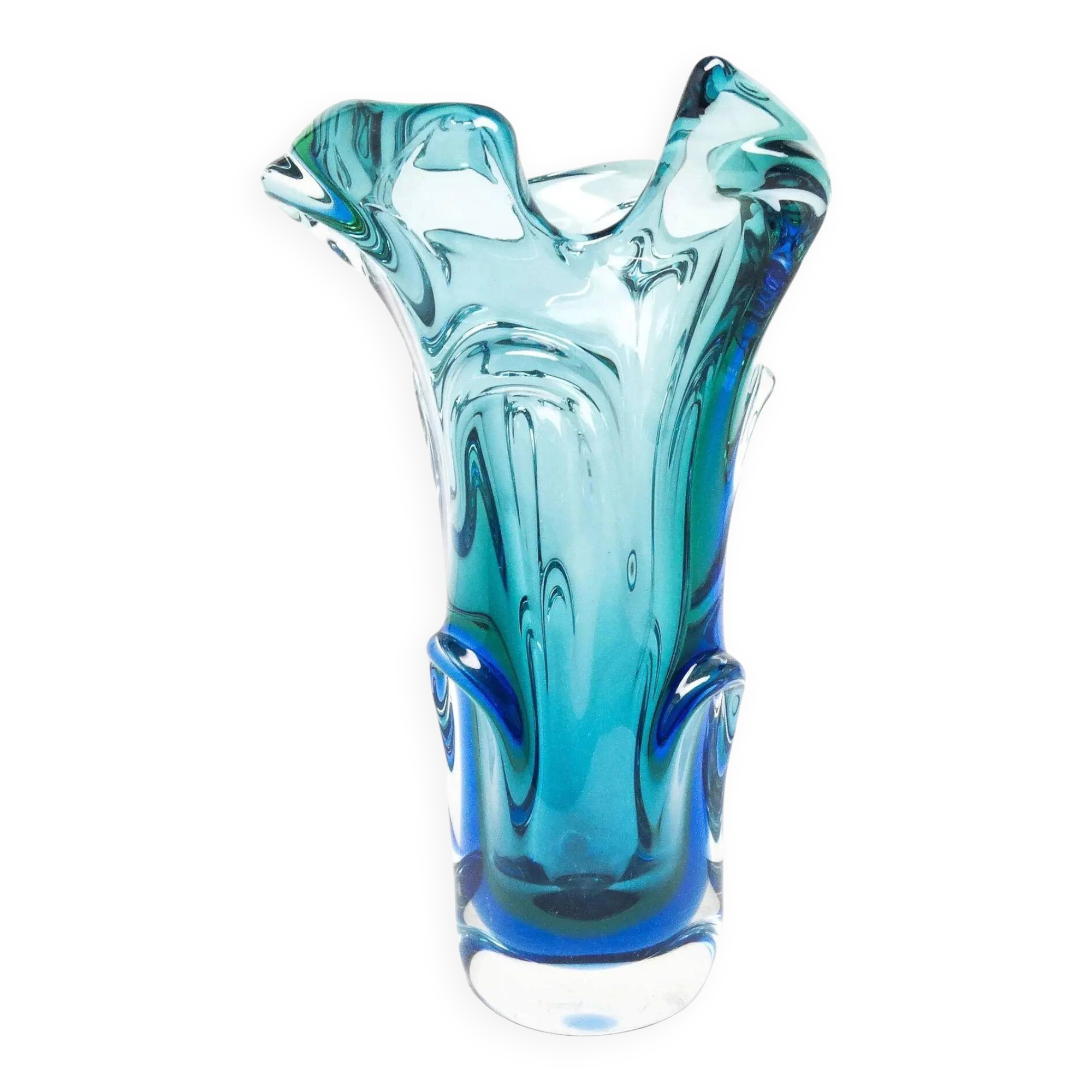 Vase moderne du milieu du siècle, en verre multicolore, conçu par J. Hospodka, Tchécoslovaquie, années 1960.