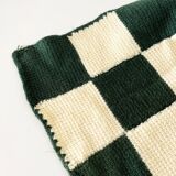 Handmade knitted wool vichy blanket