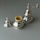 Silver-plated vintage salt shaker and pepper mill set, 1970s Italy, elegant metal table décor