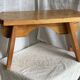 Rustic stool with compass legs, mountain furniture