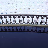 Tray oval glass brass and wood
