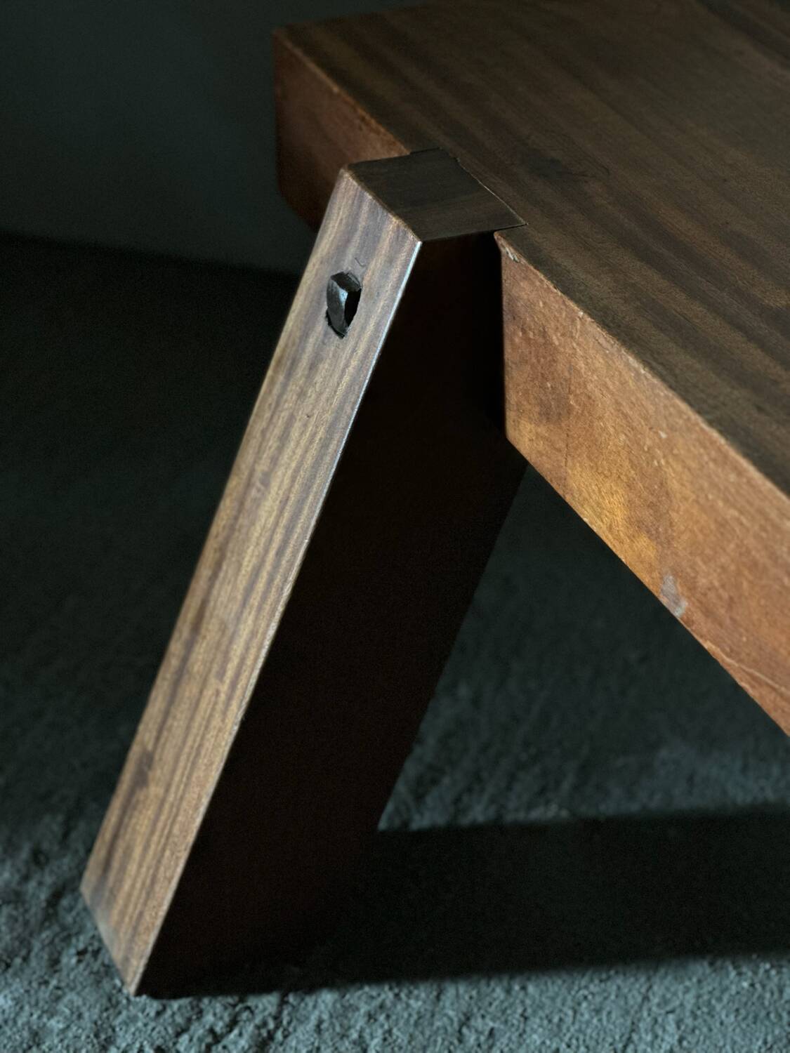 Brutalist mahogany coffee table