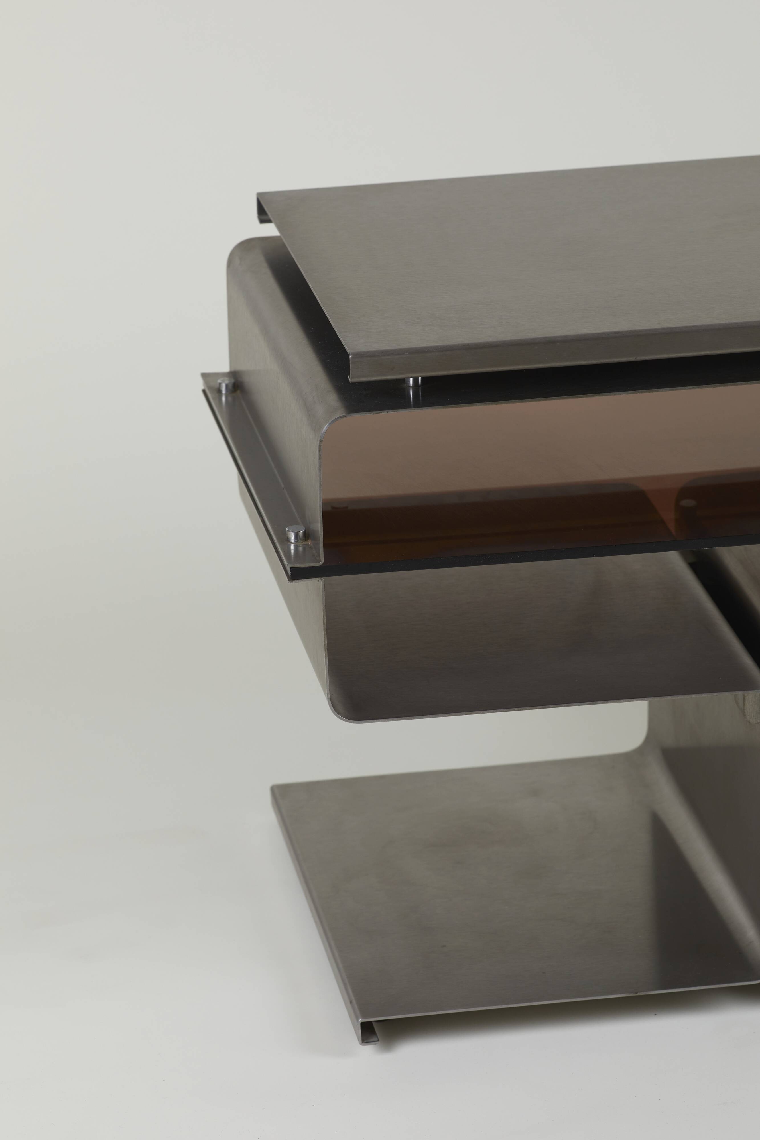 Stainless steel TV cabinet designed by François Monnet for Kappa / Uginox vintage Space Age circa 1970