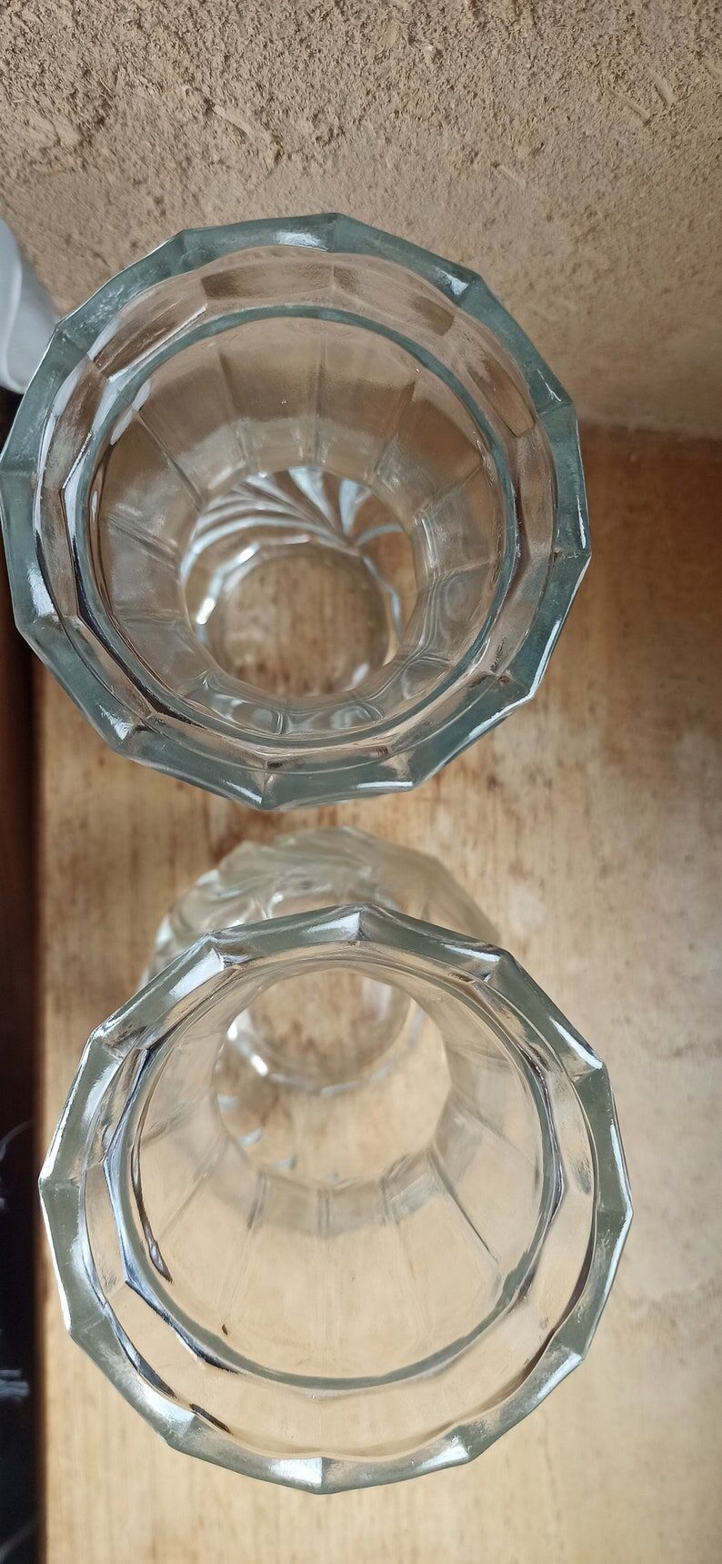 Pair of vintage carved glass vases