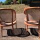 pair of gondola canned armchairs and their new cake
