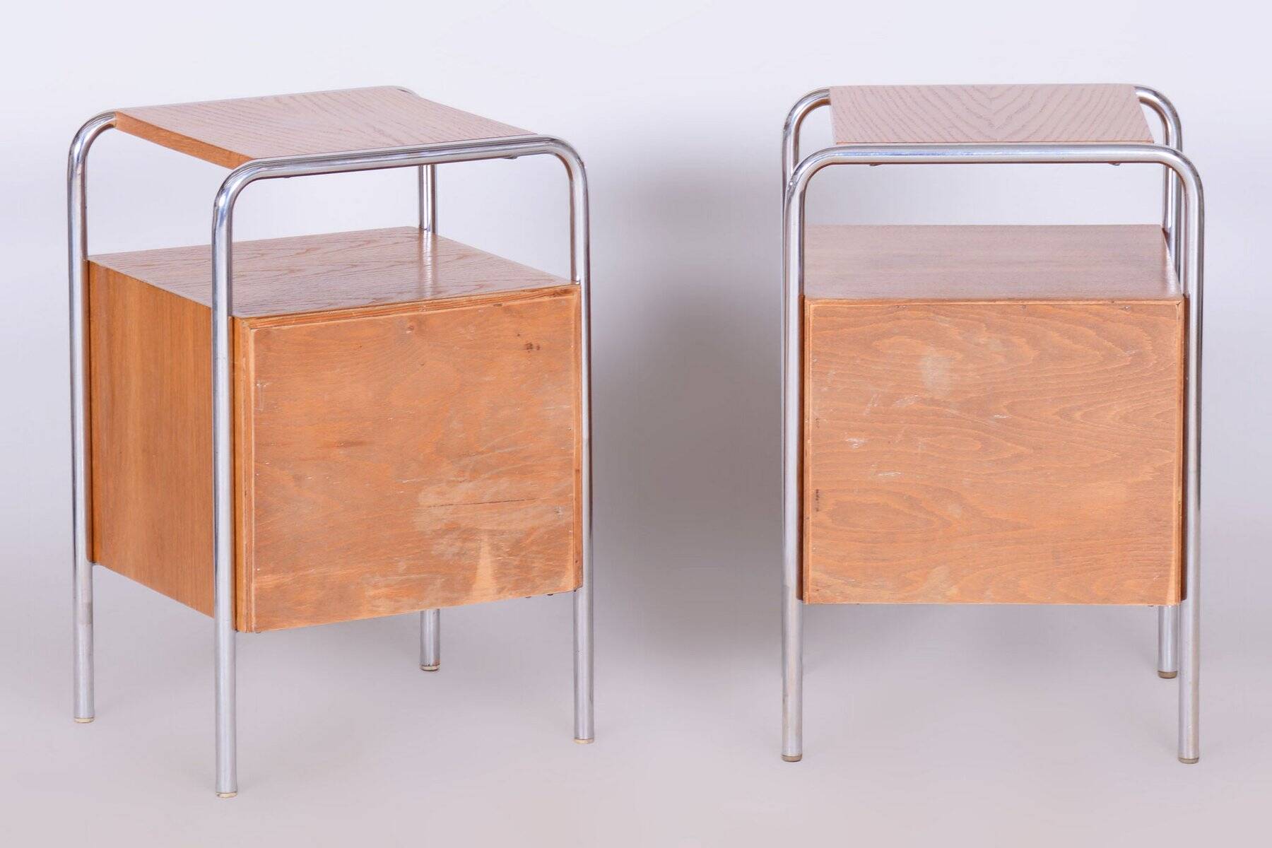 Bauhaus Chrome Bedside Tables attributed to R. Slezák, Former Czechoslovakia, 1930s, Set of 2