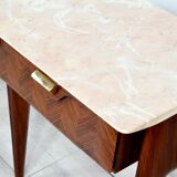 Set of 2 italian midcentury rosewood, carrara marble and brass bedside tables / cabinets. vintage